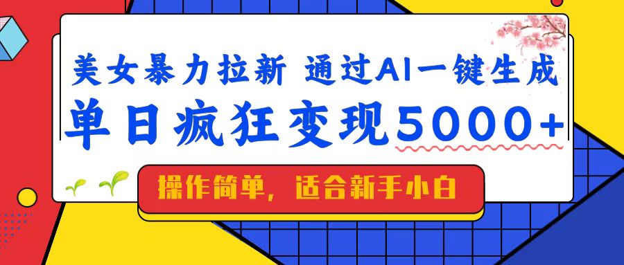 (14347期)美女暴力拉新,通过AI一键生成,单日疯狂变现5000+,纯小白一学就会!-柚子网创